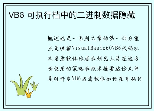 VB6 可执行档中的二进制数据隐藏 